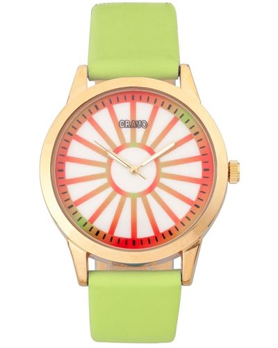 Crayo Electric Light Leatherette Strap Watch 41mm - Green