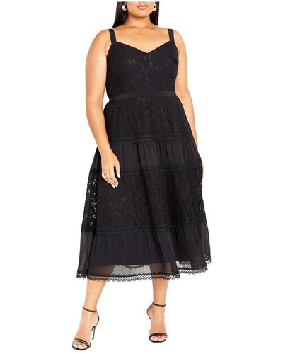 City Chic Plus Size Rosalyn Lace Dress - Black