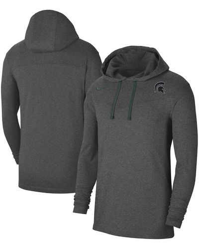 Nike Michigan State Spartans Off-field Performance Long Sleeve Hoodie T-shirt - Gray