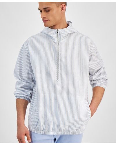 Michael Kors Half-zip Hooded Stripe Jacket - White