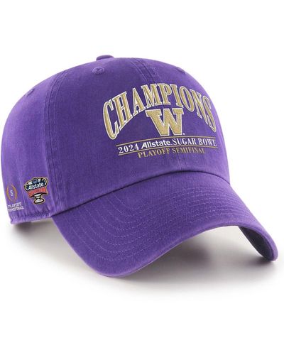 '47 Washington Huskies College Football Playoff 2024 Sugar Bowl Champions Clean Up Adjustable Hat - Purple