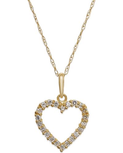 Macy's Cubic Zirconia Heart Pendant Necklace - Yellow