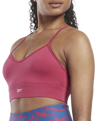 Reebok Workout Ready Tri Back Medium Impact Sports Bra - Pink