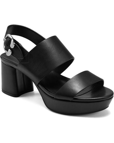 Aerosoles Carimma Leather Platform Heel Sandal - Black