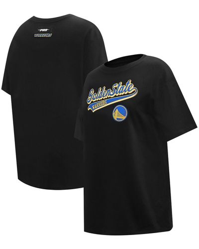 Pro Standard Golden State Warriors Script Boyfriend T-shirt - Black