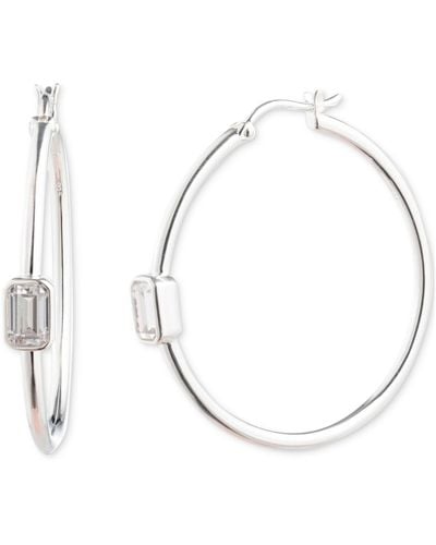 Ralph Lauren Lauren Cubic Zirconia Polished Medium Hoop Earrings - Metallic