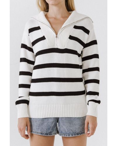 english factory striped knit zip pullover