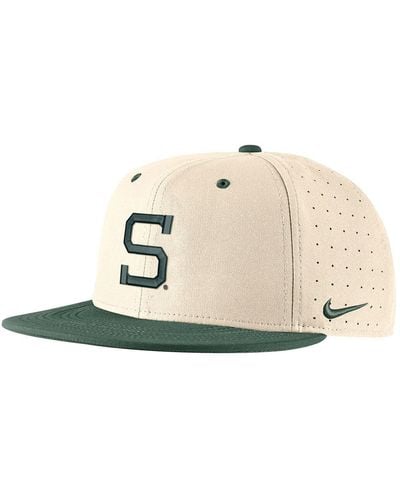 Nike Michigan State Spartans Aero True Baseball Performance Fitted Hat - Natural