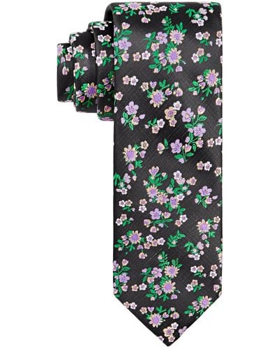 Tayion Collection Purple & Gold Floral Tie - Green