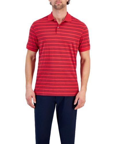 Club Room Carter Novelty Interlock Striped Short Sleeve Polo Shirt - Red