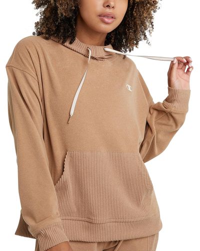 Champion Ribbed Mix Hoodie - Brown