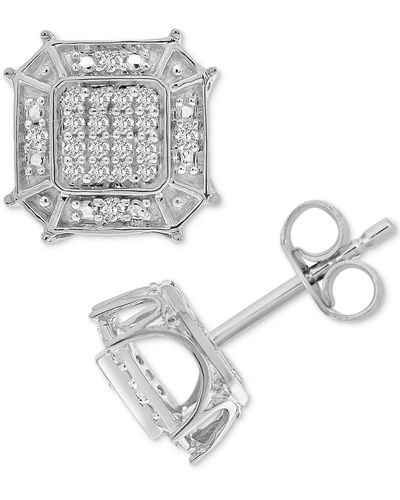 Macy's Diamond Hexagon Halo Cluster Stud Earrings (1/6 Ct. T.w. - Metallic