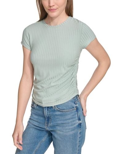Calvin Klein Short-sleeve Side-ruched Crop Top - Blue