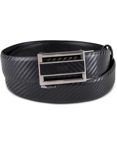 Kenneth Cole Faux Leather Inlay Track Belt - Black