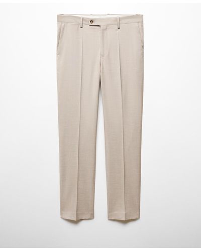 Mango Stretch Fabric Slim-fit Suit Pants - Natural