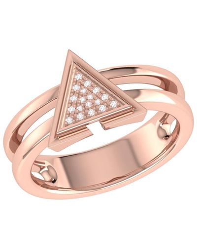 LuvMyJewelry On Point Triangle Design Sterling Silver Diamond Ring - Pink