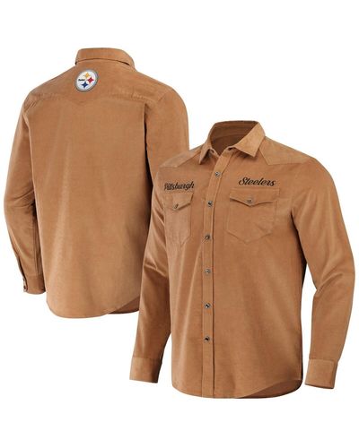 Fanatics Nfl X Darius Rucker Collection By Pittsburgh Steelers Western Full-snap Shirt - Brown