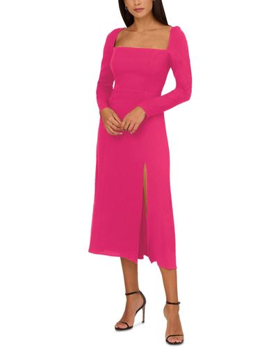 Adrianna Papell Square-neck Light Crepe Midi Dress - Pink