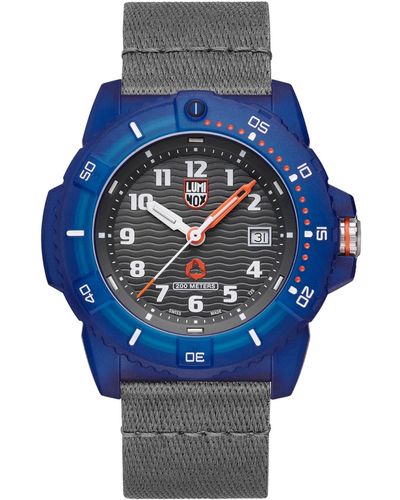 Luminox Swiss Eco Series Gray Pet Strap Watch 46mm - Blue