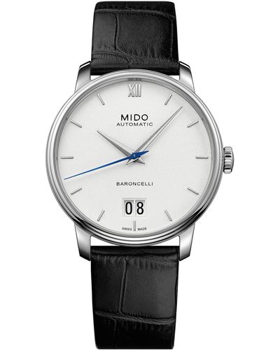 MIDO Swiss Automatic Baroncelli Iii Leather Strap Watch 40mm - Gray