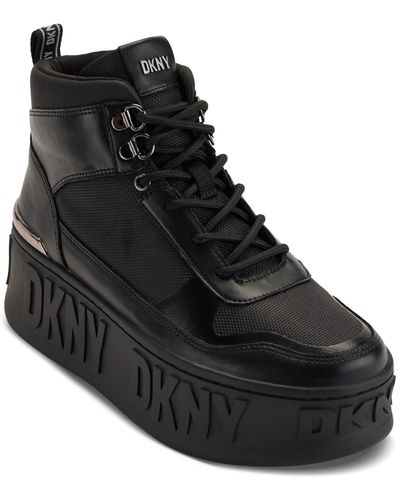 DKNY Layne Lace-up High-top Platform Sneakers - Black