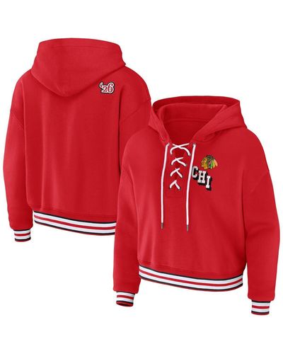 WEAR by Erin Andrews Chicago Blackhawks Lace-up Pullover Hoodie - Red