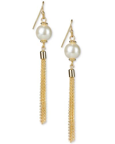 Patricia Nash Gold-tone Imitation Pearl Tassel Earrings - Metallic