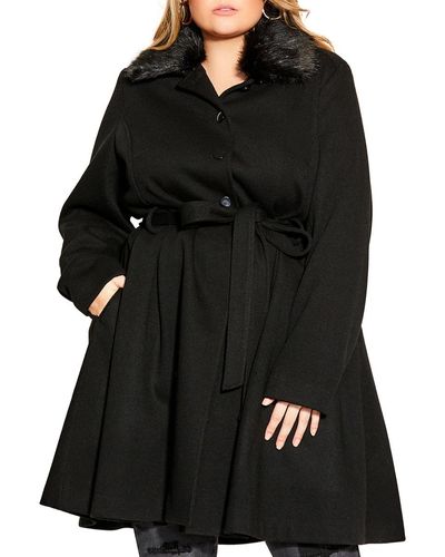 City Chic Plus Size Blushing Belle Coat - Black