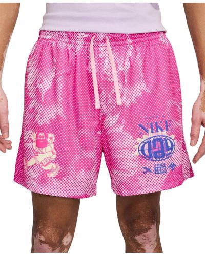 Nike Club Mesh Flow Atheltic-fit Printed Shorts - Pink