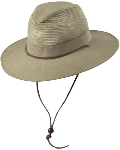 Dorfman Pacific Brushed Twill Safari Hat - Natural