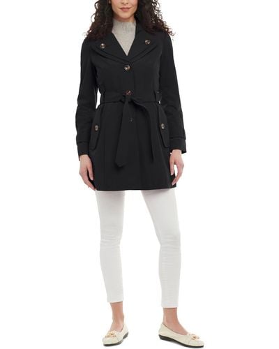 London Fog Petite Single-breasted Belted Trench Coat - Black