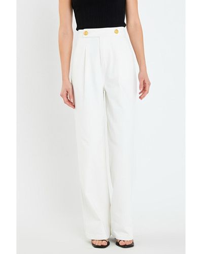 English Factory High-waisted Button Detail Jeans - White