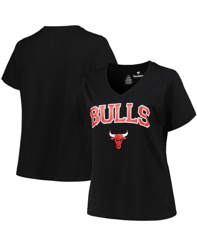 Profile Chicago Bulls Plus Size Arch Over Logo V-neck T-shirt - Black