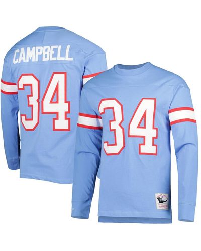 Mitchell & Ness Earl Campbell Houston Oilers 1984 Retired Player Name And Number Long Sleeve T-shirt - Blue