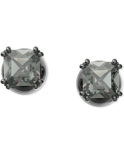 Swarovski Black-tone Millenia Crystal Stud Earrings - Gray