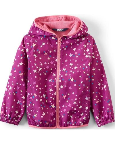 Lands' End Girls Waterproof Hooded Packable Rain Jacket - Purple