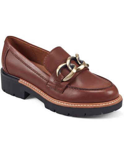 Earth Zalor Round Toe Lug Sole Casual Slip-on Loafers - Brown