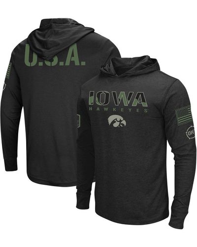 Colosseum Athletics Iowa Hawkeyes Big And Tall Oht Military-inspired Appreciation Tango Long Sleeve Hoodie T-shirt - Black
