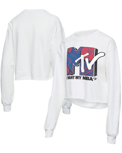 Junk Food Nba X Mtv I Want My Cropped Fleece Pullover Sweatshirt - White