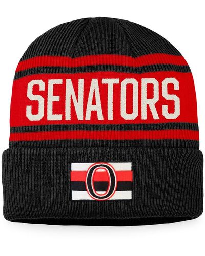 Fanatics Black And Red Ottawa Senators True Classic Retro Cuffed Knit Hat