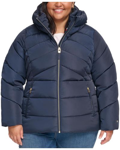 Tommy Hilfiger Plus Size Hooded Puffer Coat - Blue