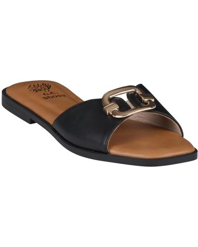 Gc Shoes Davina Hardware Slide Flat Sandals - Brown