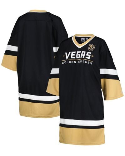 Starter Vegas Golden Knights Hurry-up Offense Boxy V-neck Half-sleeve Sneaker Dress - Black