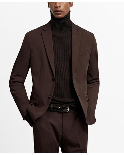Mango Super Slim-fit Stretch Fabric Suit Blazer - Brown