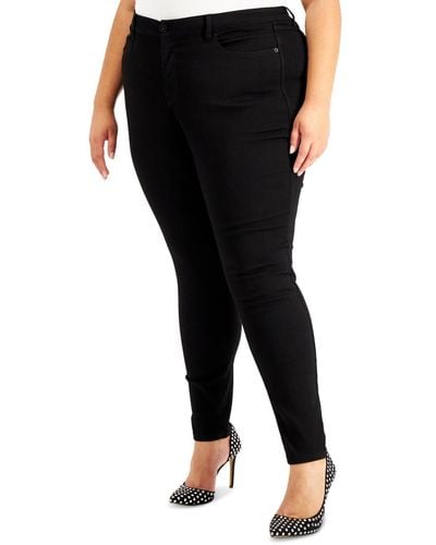 INC International Concepts Plus Size Essex Super Skinny Jeans - Black
