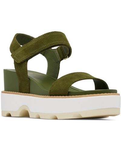 Sorel Joanie Iv Y-strap Wedge Sandals - Green