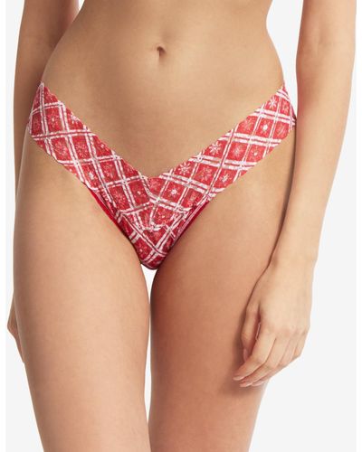 Hanky Panky Low-rise Printed Lace Thong - Pink
