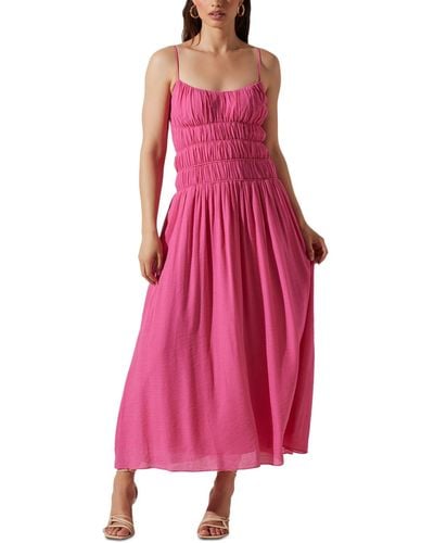 Astr Andrina Smocked Sleeveless Midi Dress - Pink