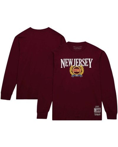 Mitchell & Ness New Jersey Nets Hardwood Classics Ivy League Long Sleeve T-shirt - Red