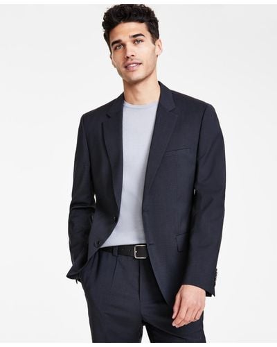 HUGO Boss Modern Fit Charcoal Wool Suit Jacket - Blue